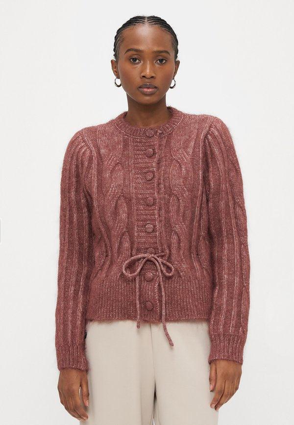 Vero Moda Petite VMLISA STRING CARDIGAN - Cardigan - rose brown melange