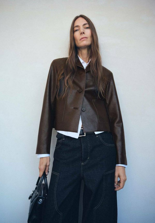 Mango Faux leather jacket - brown