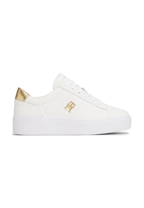 Tommy Hilfiger METALLIC HEEL LEATHER PLATFORM COURT TRAINERS