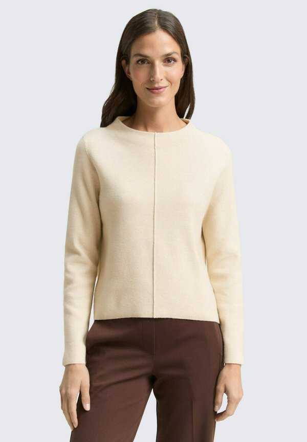 TOM TAILOR PULLOVER CROPPED MIT STEHKRAGEN - Jumper - sand stone beige melange