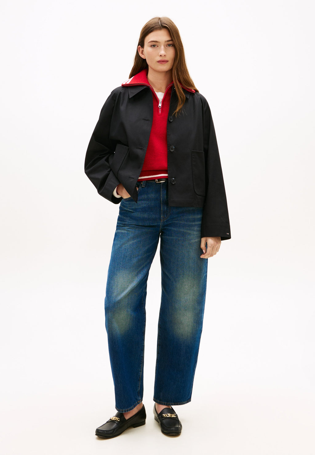 WATER REPELLENT COLLARED RELAXED SHORT JACKET Media 2