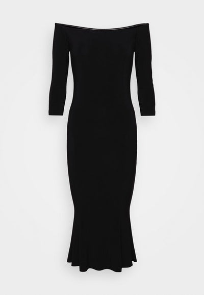 Norma Kamali OFF SHOULDER FISHTAIL DRESS TO MIDCALF