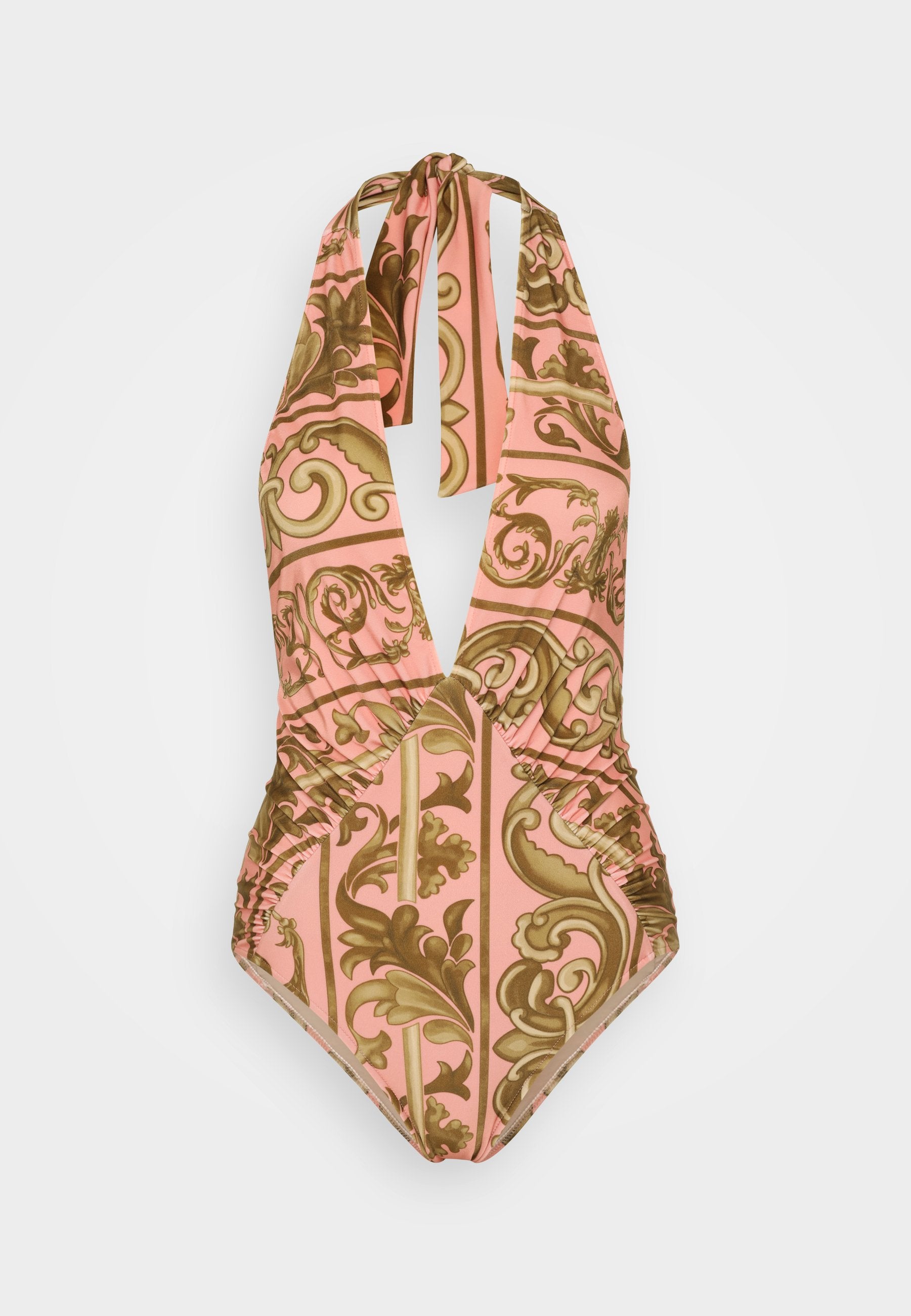 ADRIANA DEGREAS HERA HALTERNECK FRILLED SWIMSUIT