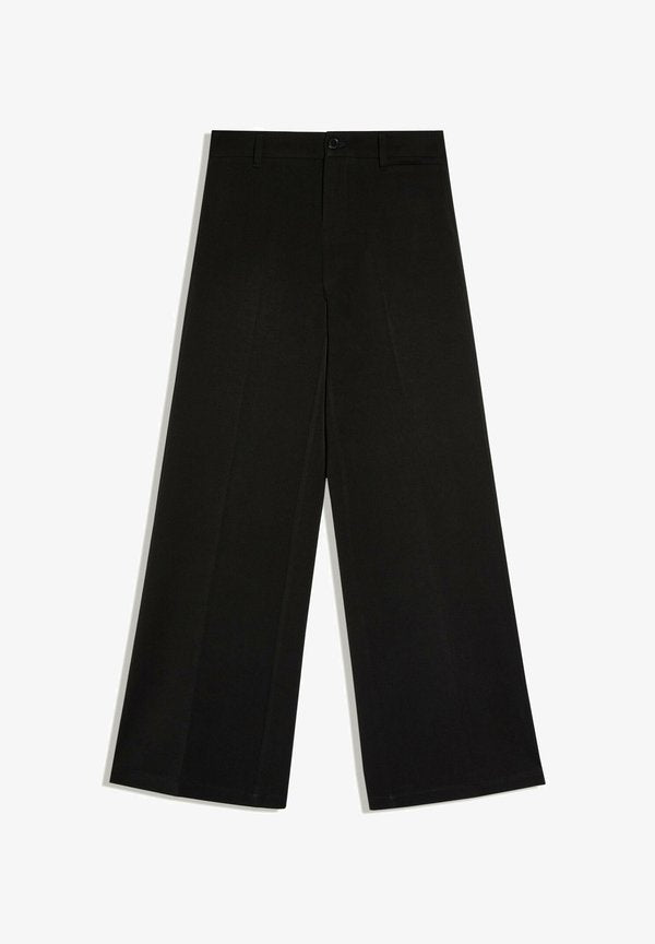 Bershka WIDE-LEG - TROUSERS - Trousers - black
