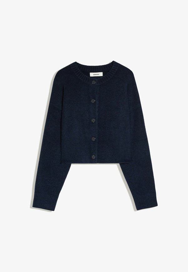 Bershka CREW NECK WITH BUTTONS - KNIT CARDIGAN - Cardigan - royal blue