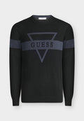 Guess MARK LOGO JACQUARD - Jumper - jet black