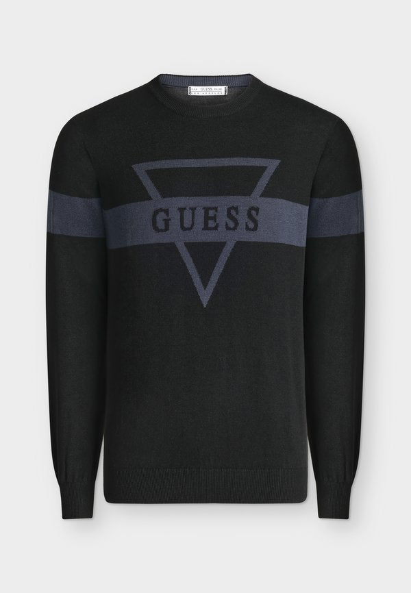 Guess MARK LOGO JACQUARD - Jumper - jet black