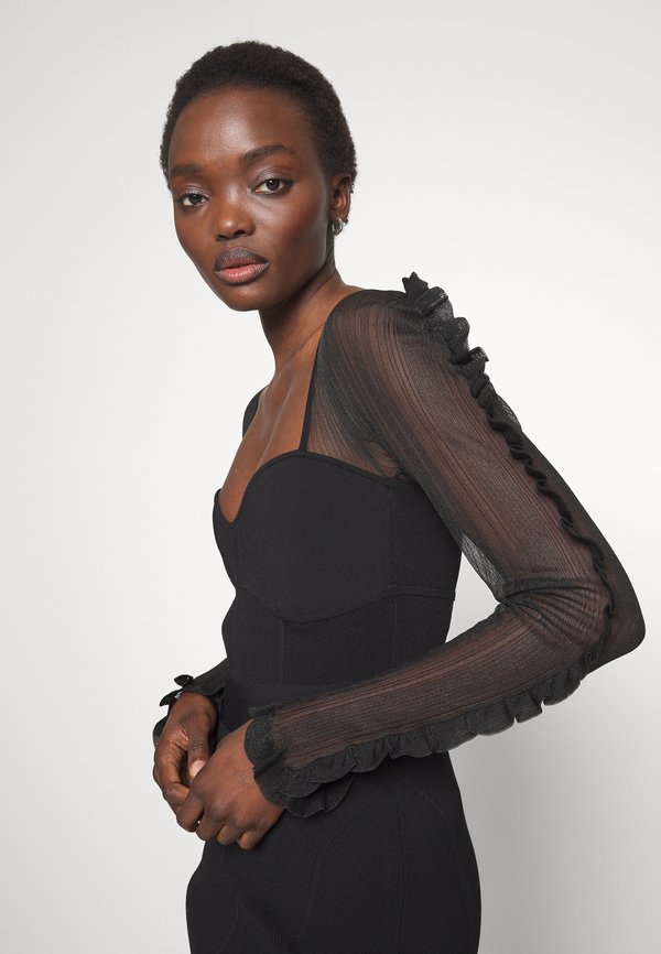 Hervé Léger SWEETHEART MIDI DRESS RUFFLES