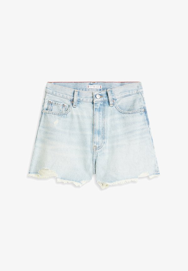 Tommy Hilfiger DISTRESSED HIGH RISE WIDE LEG DENIM SHORTS - Denim shorts - light blue denim