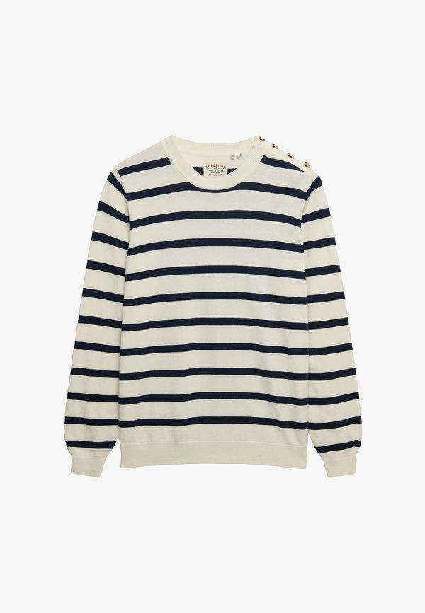 Superdry & Co LIGHTWEIGHT ESSENTIAL - Jumper - cream richest navy stripe