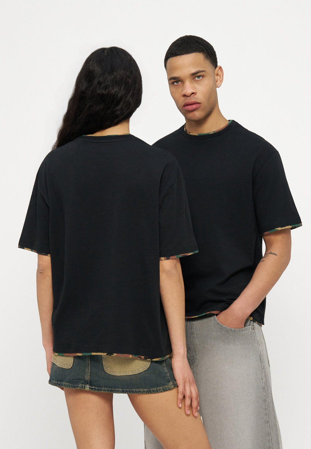 YOURTURN BOXY FIT CAMOUFLAGE DOUBLE SLEEVE