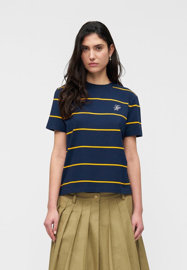 Tommy Hilfiger LOGO EMBROIDERY JERSEY CREW NECK T-SHIRT - Basic T-shirt - dark night/orange flash