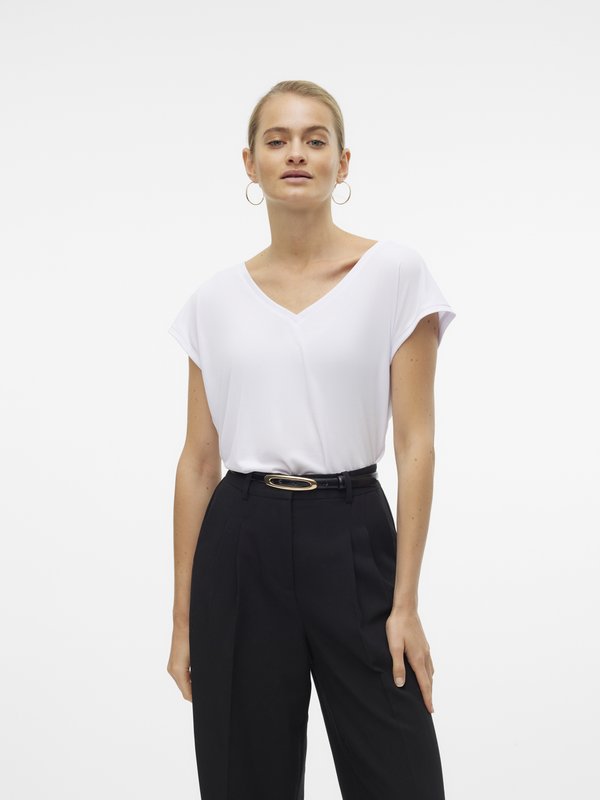 Vero Moda VMFILLI V NECK TEE - Basic T-shirt - bright white