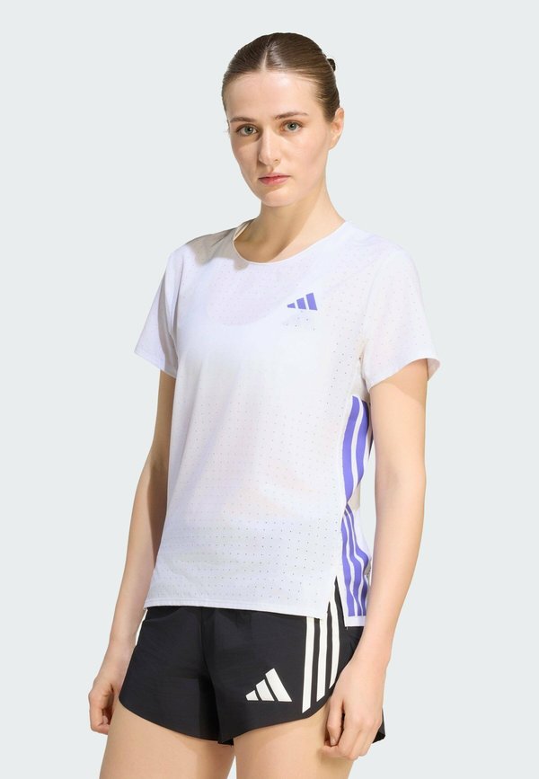 adidas Performance ADIZERO TEE - Sports T-shirt - white   solar purple