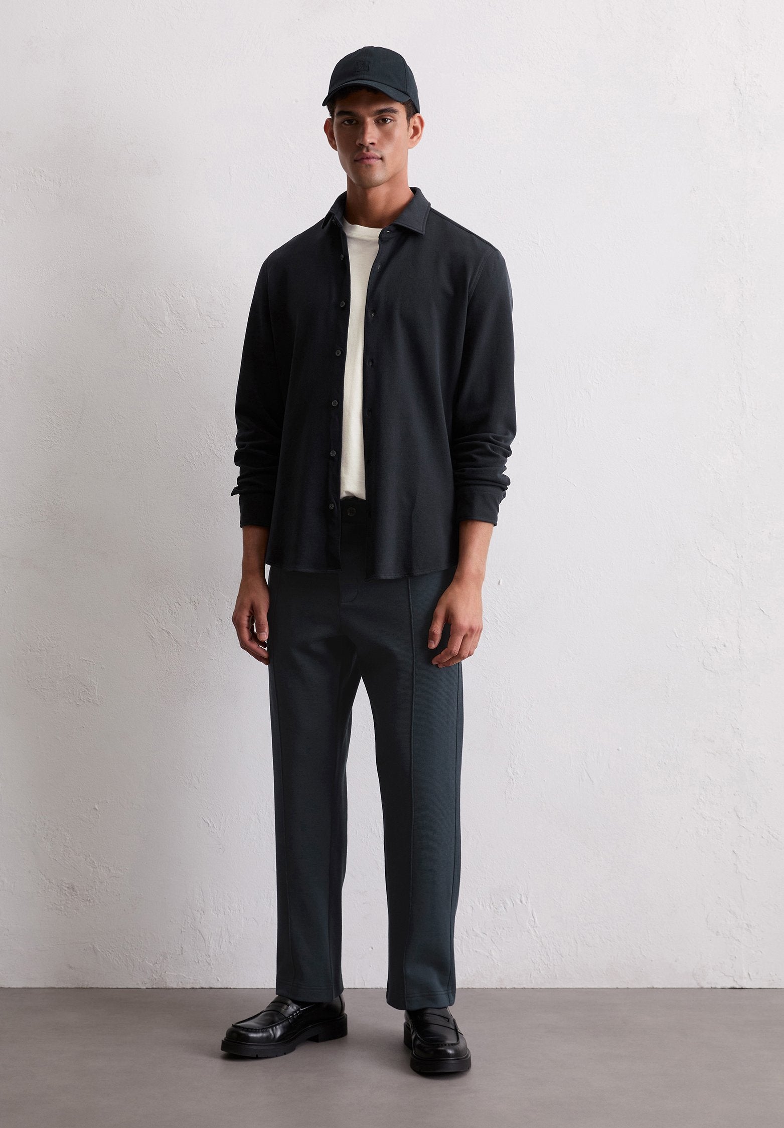 Marc O'Polo SPREAD COLLAR LONG SLEEVE ROUND HEM
