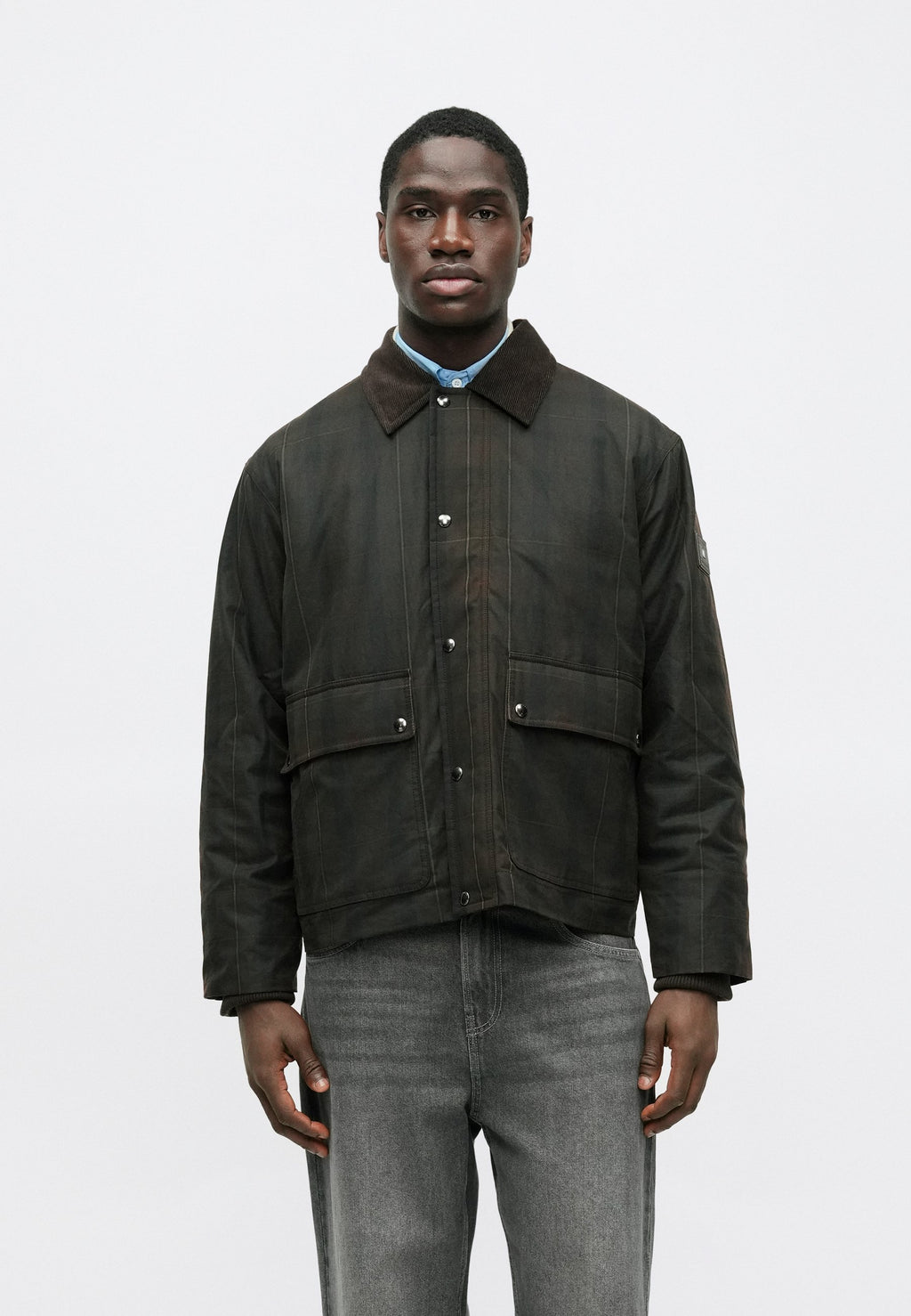 WAXED TARTAN CHECK RELAXED BARN JACKET Media 3