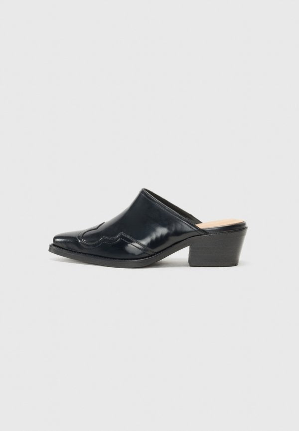 Tommy Hilfiger WESTERN ABRASIVATO - Heeled mules - black