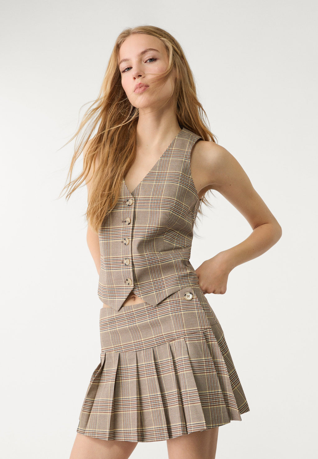 Stradivarius CHECK BOX PLEAT