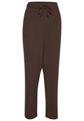 Braune, leichte Hosen mit elastischem Bund und verstellbarem Kordelzug; taillierte Form und umgekrempelte Knöchel für eine entspannte Passform.