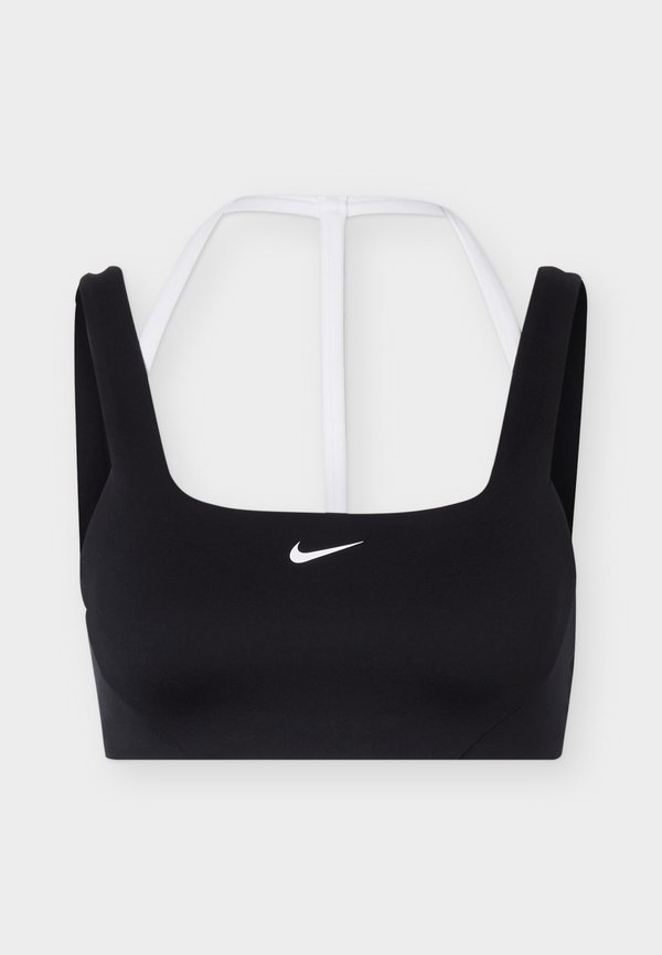 Nike Performance W NK1 DF STRAPPY PAD BRA E+ - Light support sports bra - black/white
