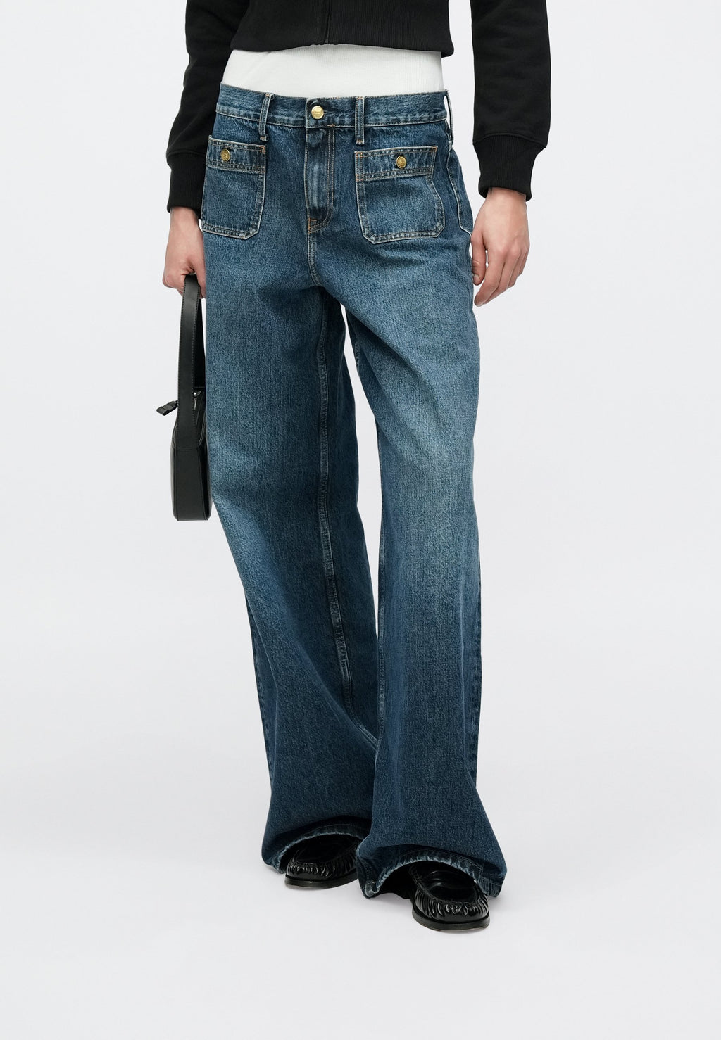 70S HIGH RISE WIDE LEG JEANS Media 3