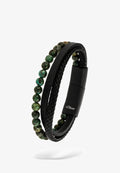 s.Oliver LEATHER BEADS - Bracelet - grün