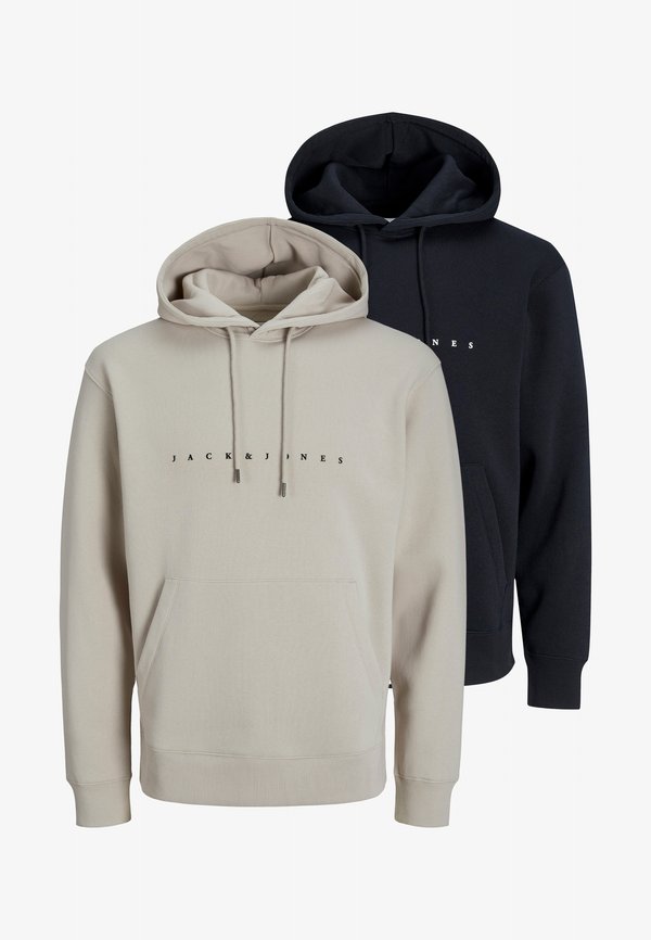 Jack & Jones PRINTED 2 PACK  - Hoodie - schwarz   beige