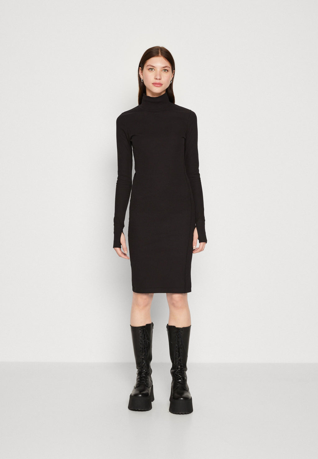 SLIM RIB DRESS MOCK L\S WMN Media 3