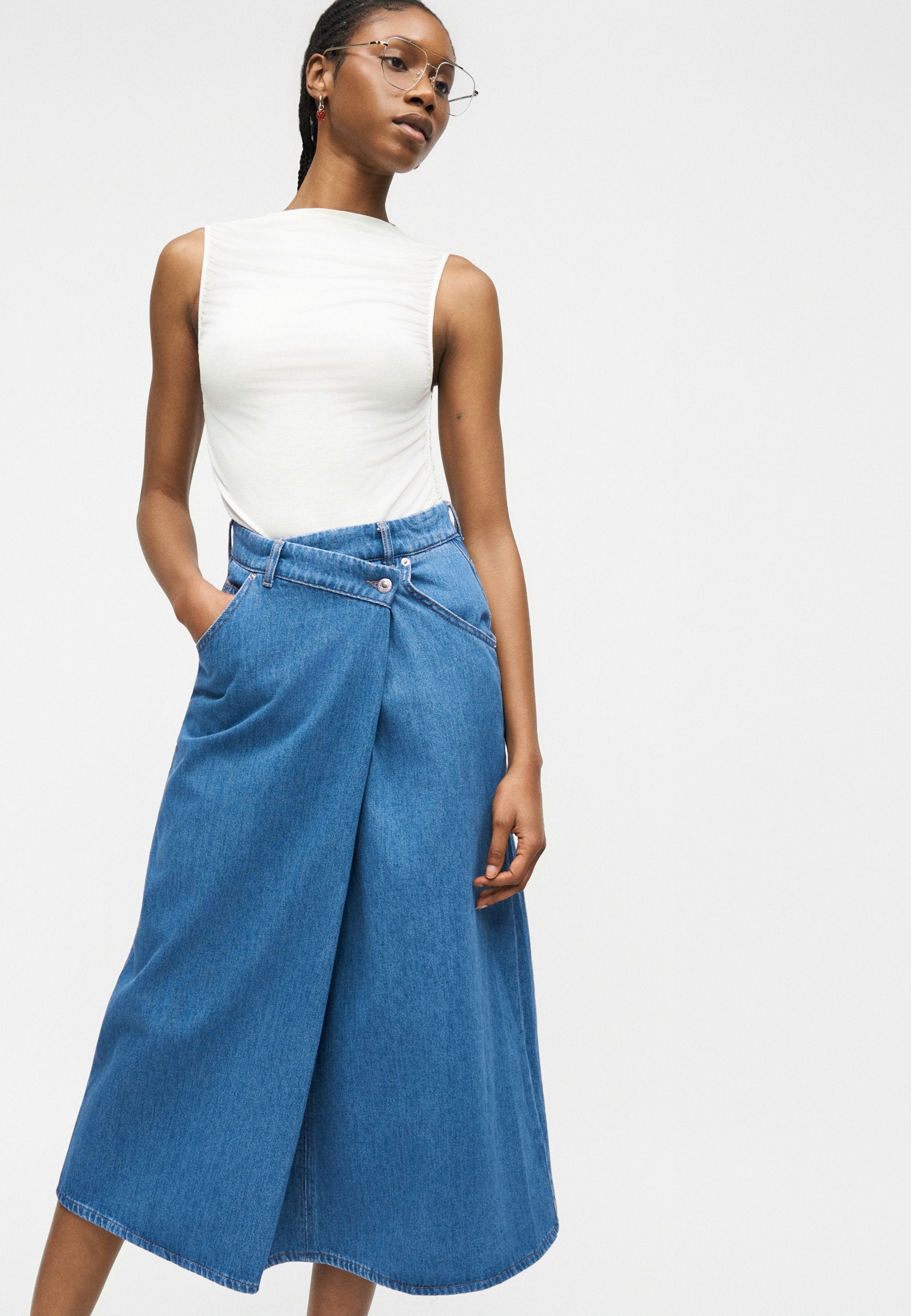 Topshop Denim TSABBY Midi