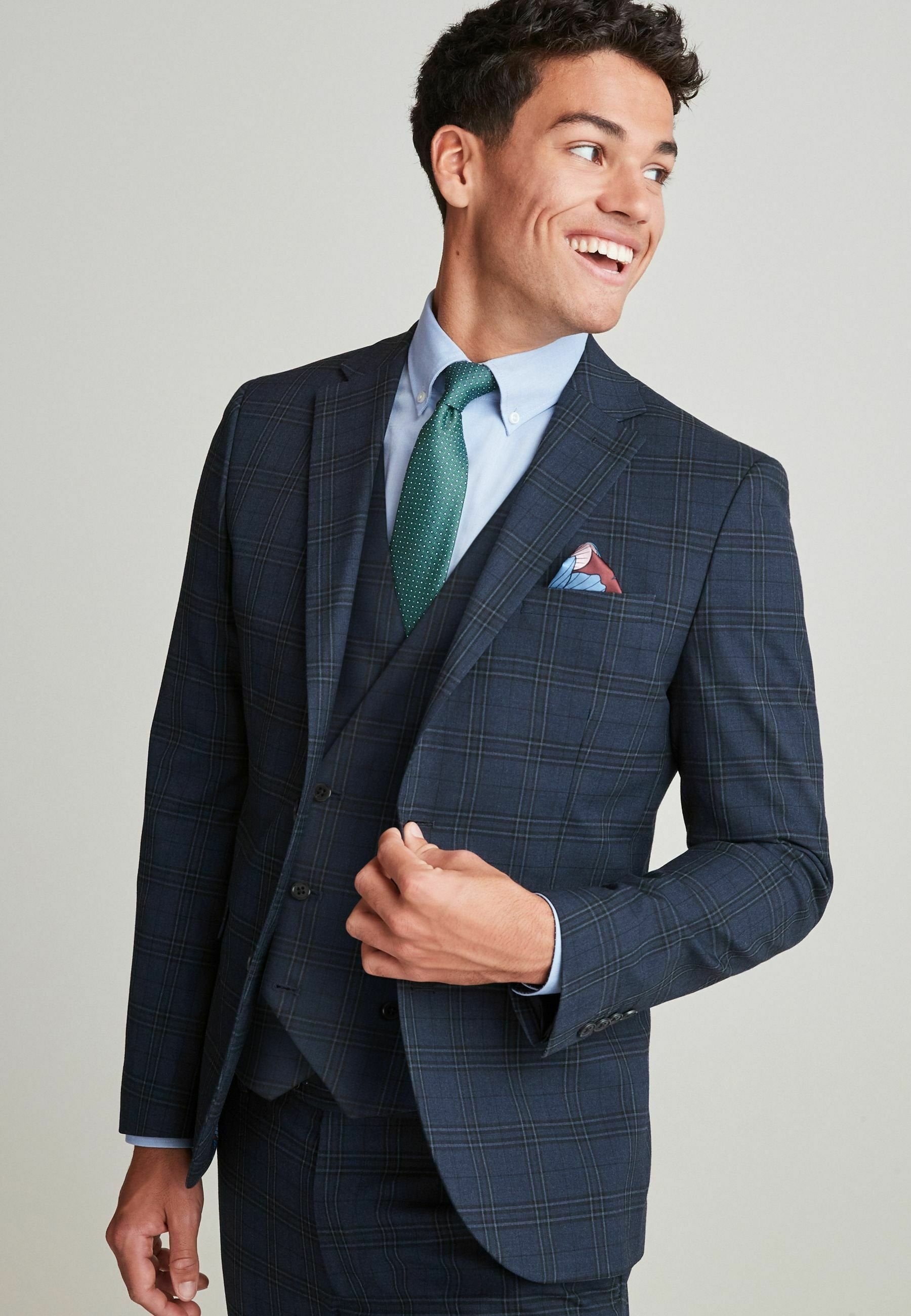 Next SKINNY FIT CHECK SUIT: JACKET