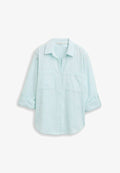 TOM TAILOR BLOUSE WITH SLUB STRUCTURE - Button-down blouse - new blue haze