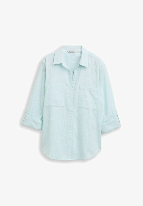 TOM TAILOR BLOUSE WITH SLUB STRUCTURE - Button-down blouse - new blue haze