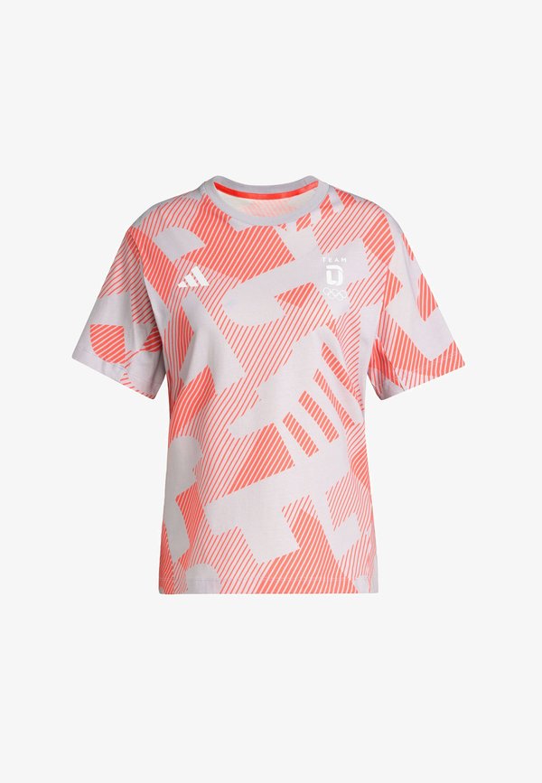 adidas Performance TEAM D ALLOVER PRINTED - Sports T-shirt - glory grey   semi lucid red
