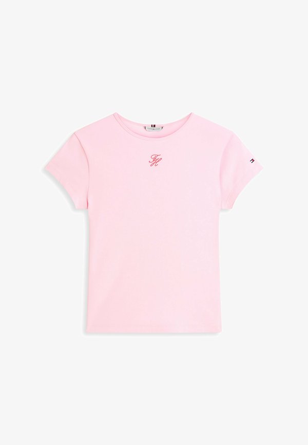 Tommy Hilfiger TEXTURED LOGO SLIM - Basic T-shirt - classic pink
