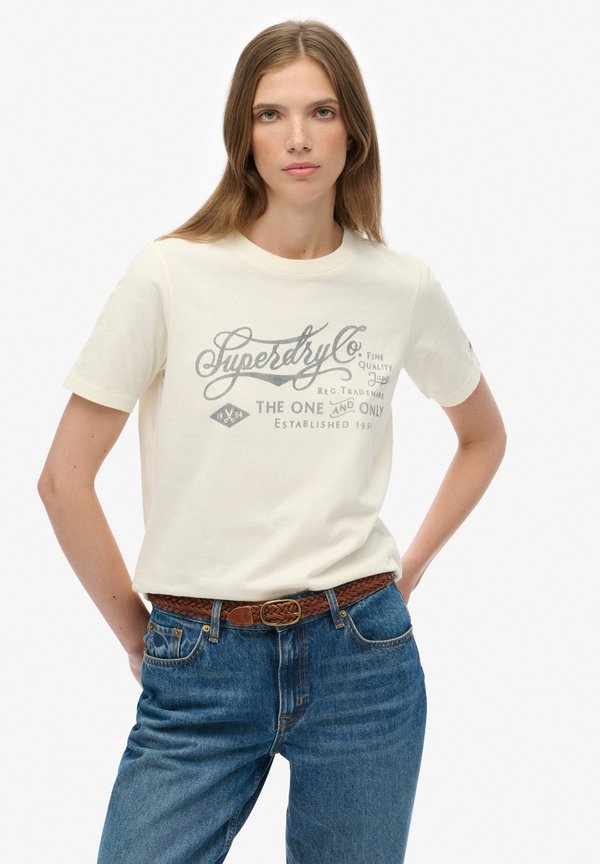 Superdry & Co INDUSTRY WORKWEAR - Print T-shirt - cream