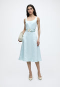 MARCIANO BY GUESS JANE BELTED MIDI DRESS