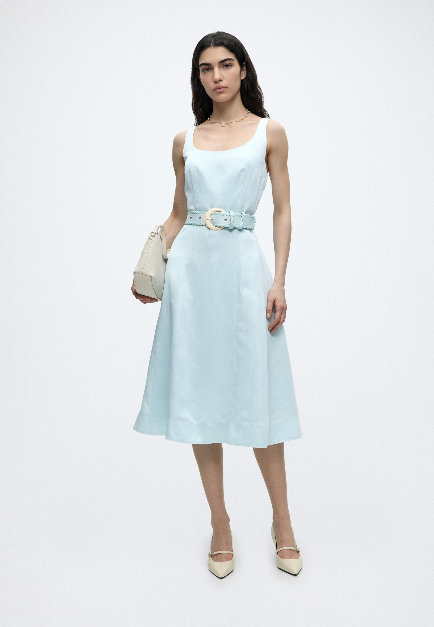 MARCIANO BY GUESS JANE BELTED MIDI DRESS