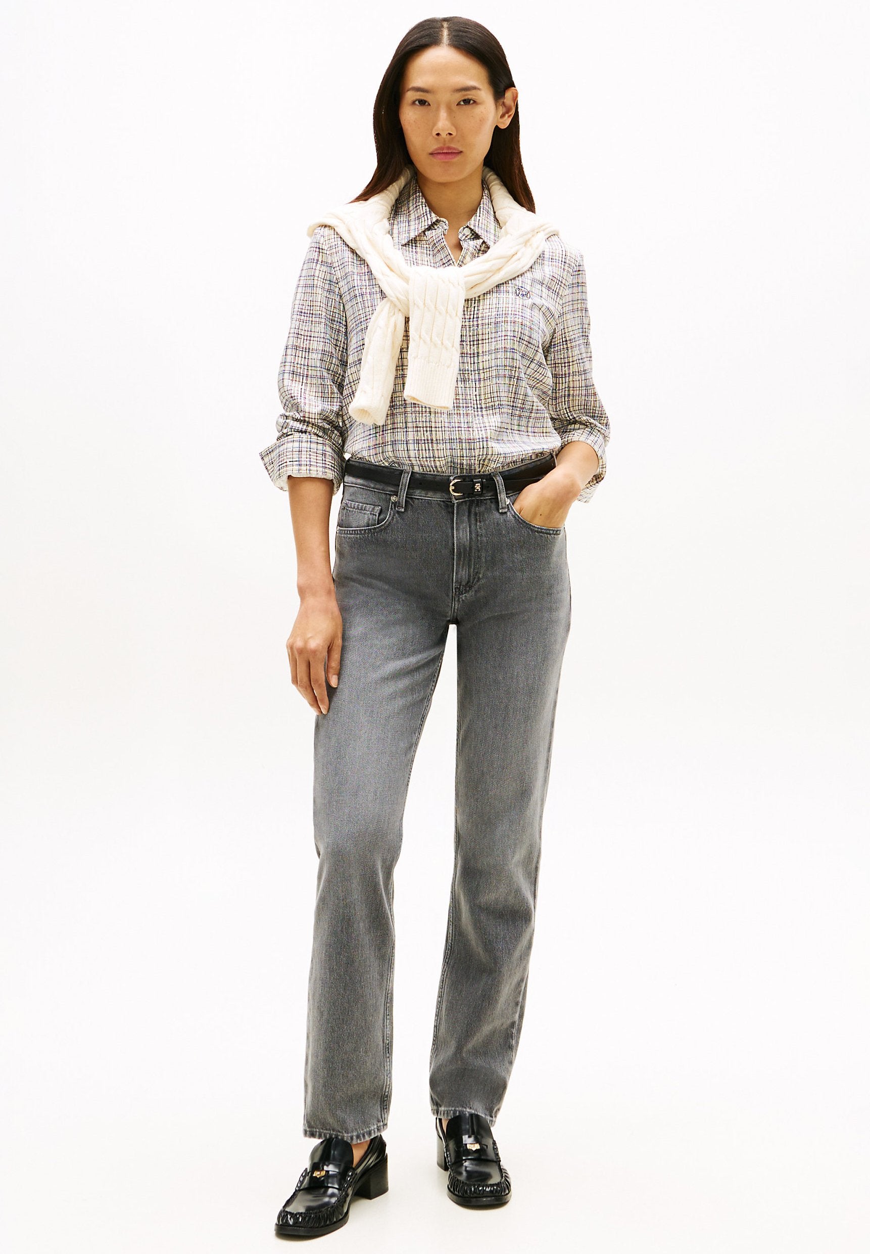WHISKERED MID RISE STRAIGHT LEG JEANS Media 2