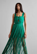 Hervé Léger CONTOUR BUST WIDE STRAP FRINGE GOWN