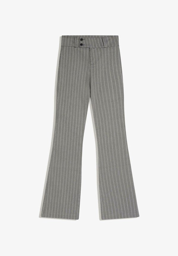 Bershka FLARED - Trousers - mottled dark grey
