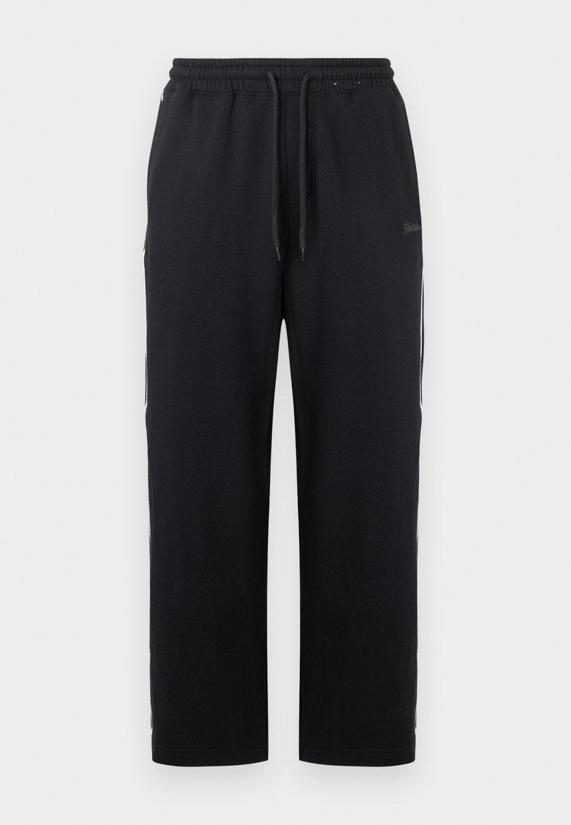 Schwarze Jogginghosen aus Baumwollmischung mit elastischem Bund und Kordelzug, seitlichen Taschen und geradem Bein.