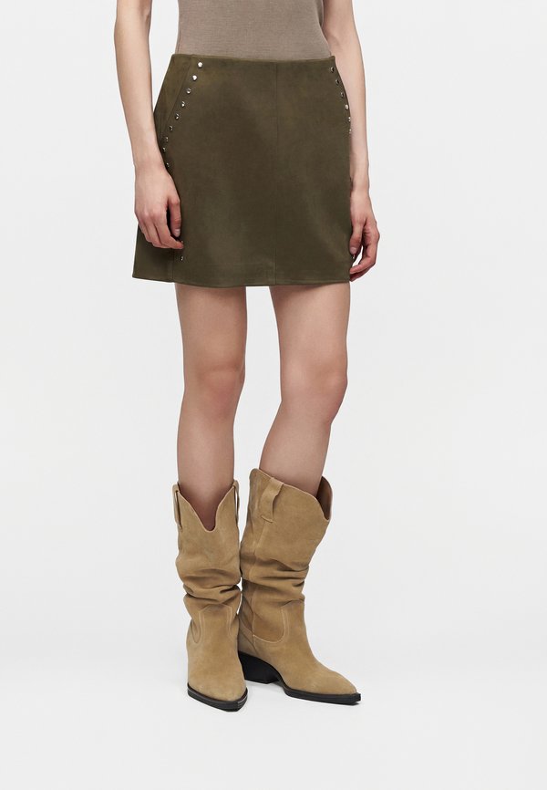 ONLY ONLJOLINE LIFE STUD SKIRT  - Mini skirt - dark olive
