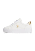 METALLIC HEEL LEATHER PLATFORM COURT TRAINERS Media 1
