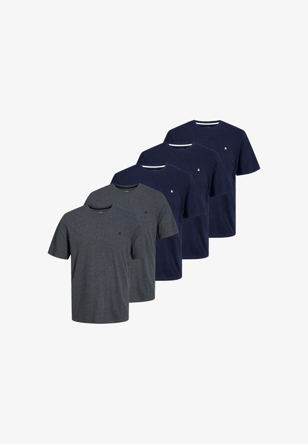 Jack & Jones PACK 5 - Basic T-shirt - dunkelblau/dunkelgrau