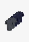Jack & Jones PACK 5 - Basic T-shirt - dunkelblau/dunkelgrau