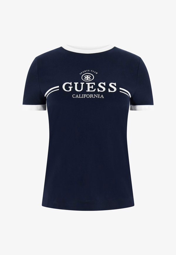 Guess BESTICKTES LOGO - Print T-shirt - dunkelblau