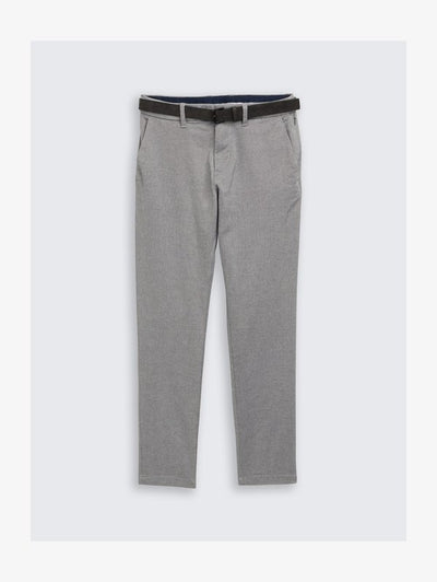 TOM TAILOR TRAVELER SLIM - Chinos - white navy zig zag structure