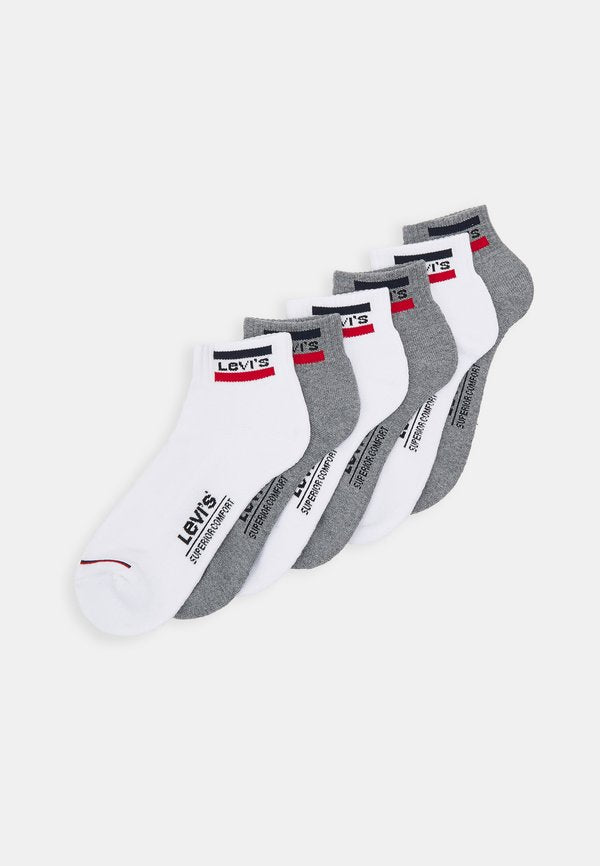 Levi's® MID CUT 6 PACK - Socks - white/grey