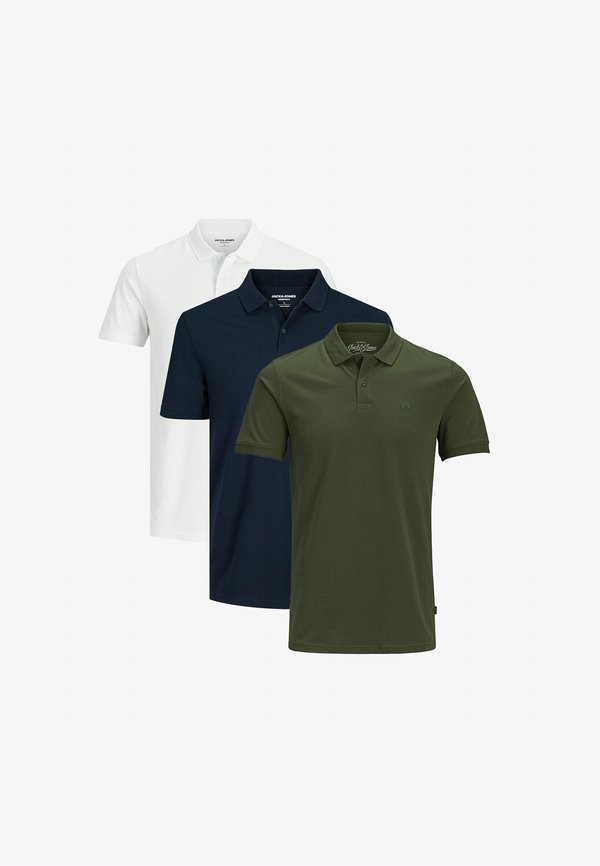 Jack & Jones 3 PACK - Polo shirt - weiß   blau   grün