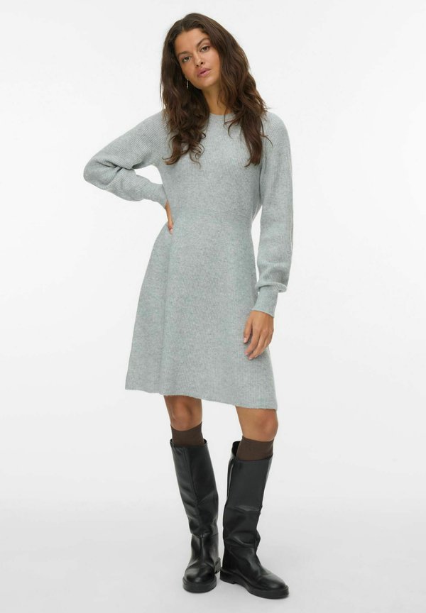 Vero Moda Knitted AWANGALINA Short - Jumper dress - light grey melange
